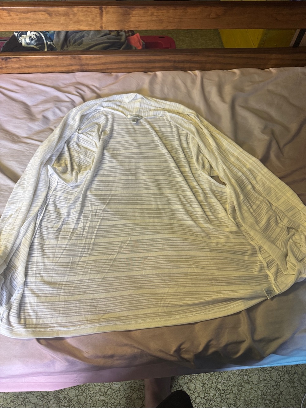 dressbarn Men's Long-Sleeve Striped Shirt in Cream and White